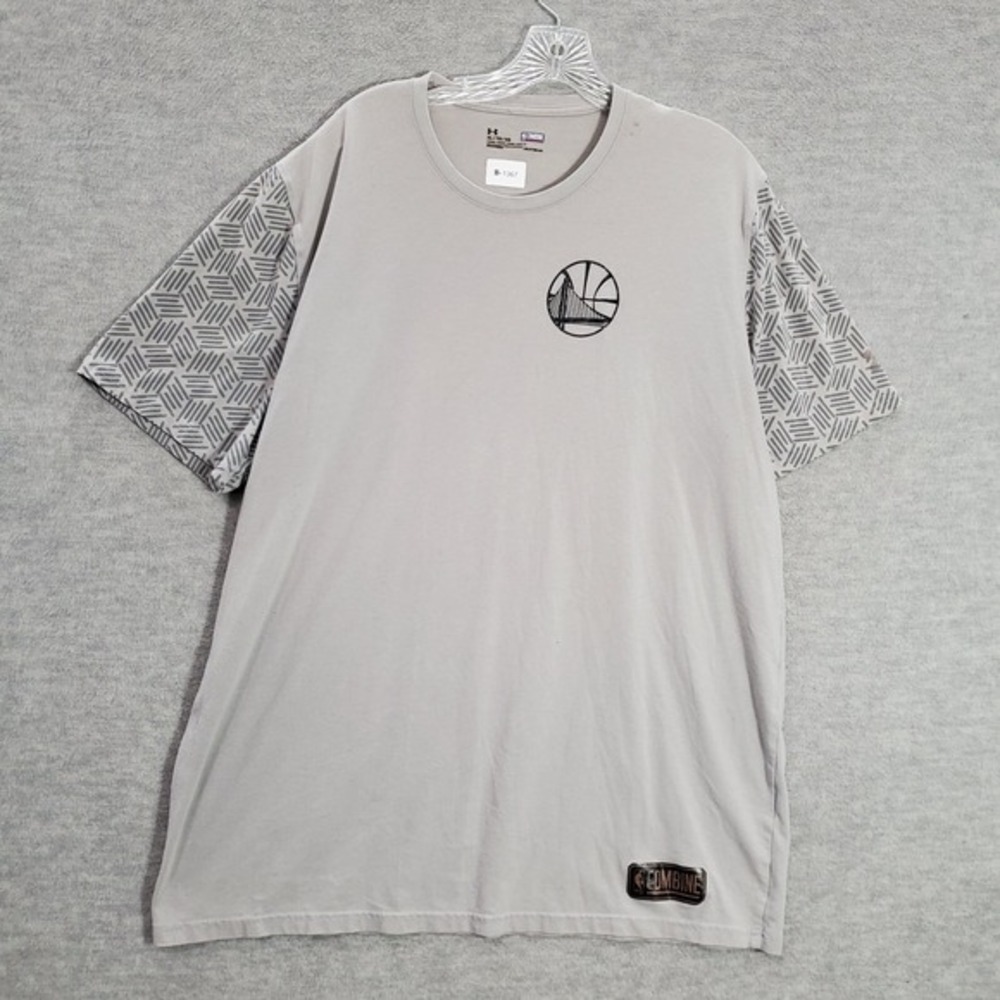 Golden State Warriors Men Shirt XL Gray Under Armour NBA Combine Loose‎ Heatgear